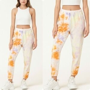 Wildfox Pastel Tie Dye Joggers M Sweatpants Lounge Fleece Elastic Waist 💖2/$30